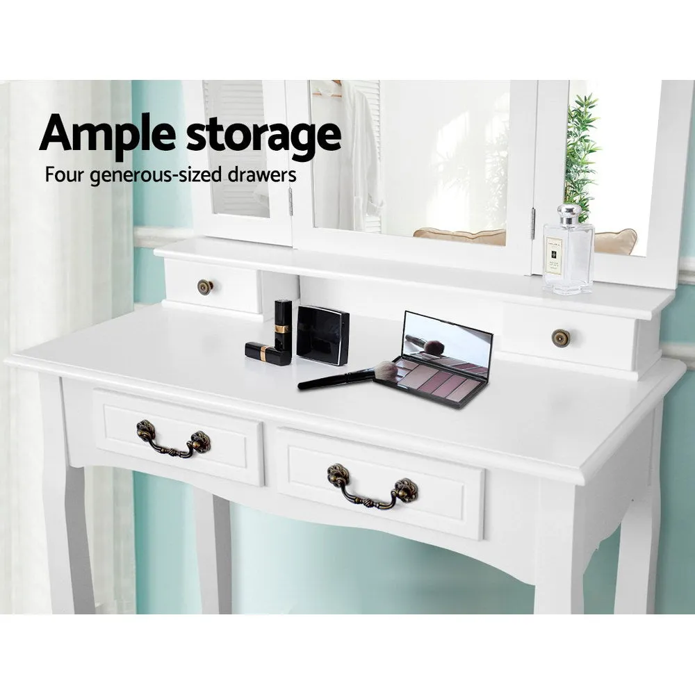 Elegant 4-Drawer Dressing Table Set w/Foldable Mirror, Artiss