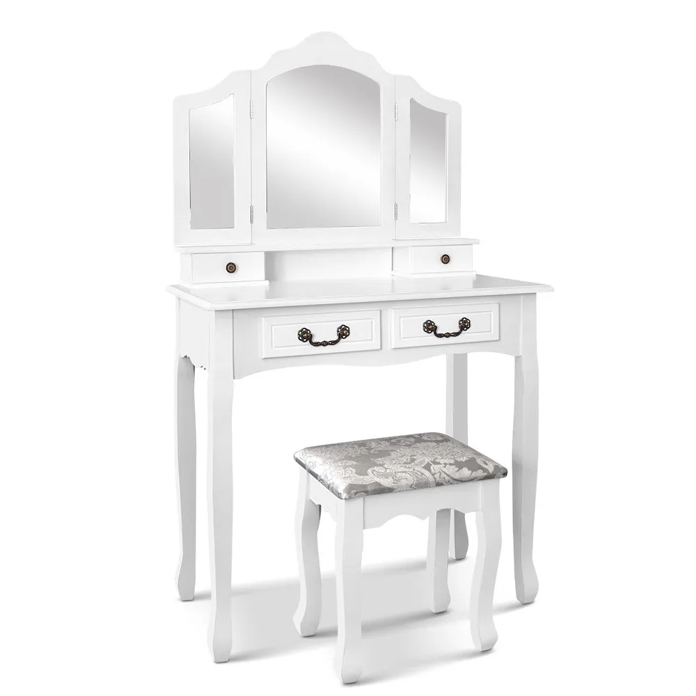 Elegant 4-Drawer Dressing Table Set w/Foldable Mirror, Artiss