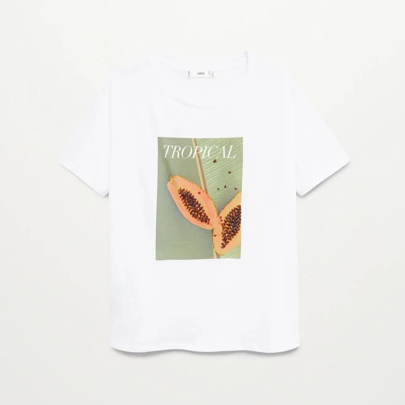 Premium Quality "Tropical" White Cotton Blend T-Shirt For Women (MN-11203)
